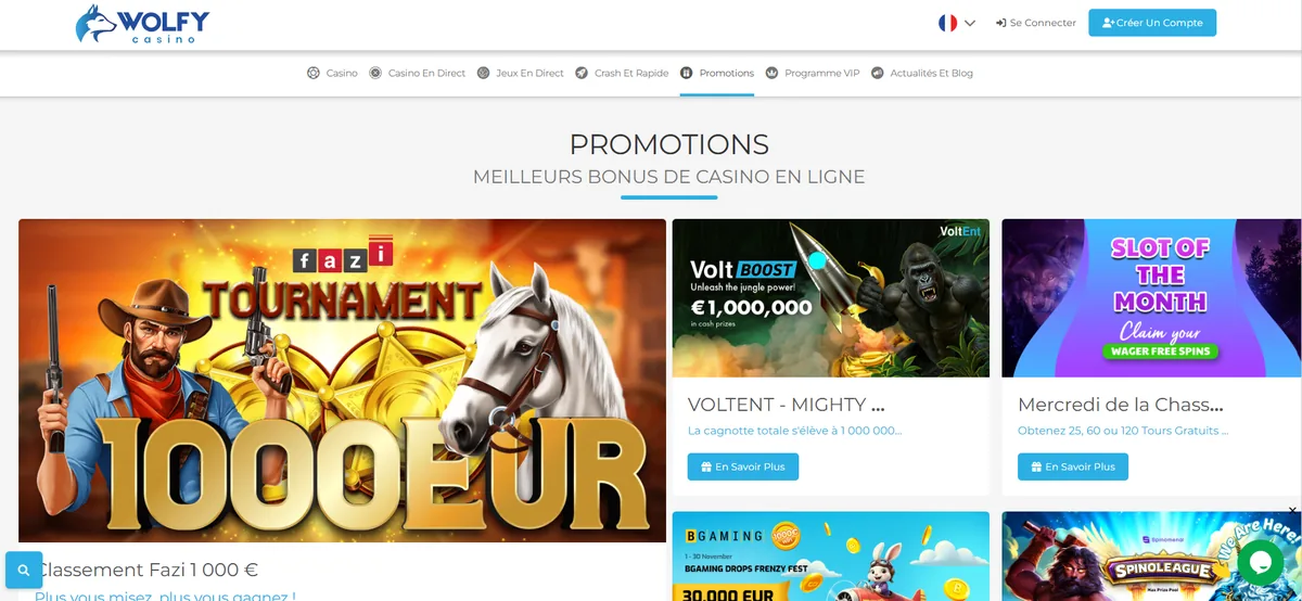 Page d'accueil du casino en ligne Wolfy